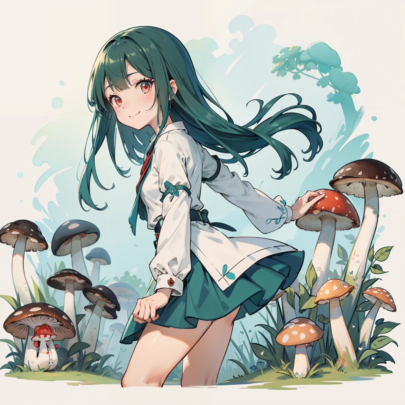 (((masterpiece))),(((bestquality))),((ultra-detailed)),(illustration),((anextremelydelicateandbeautiful)),dynamicangle,floating,(beautifuldetailedeyes),(detailedlight) (1girl), solo, floating_hair,glowingeyes,green hair,greeneyes, twintails, halterdress, tachi-e, full body, white background, <lora:tachi-e:1>