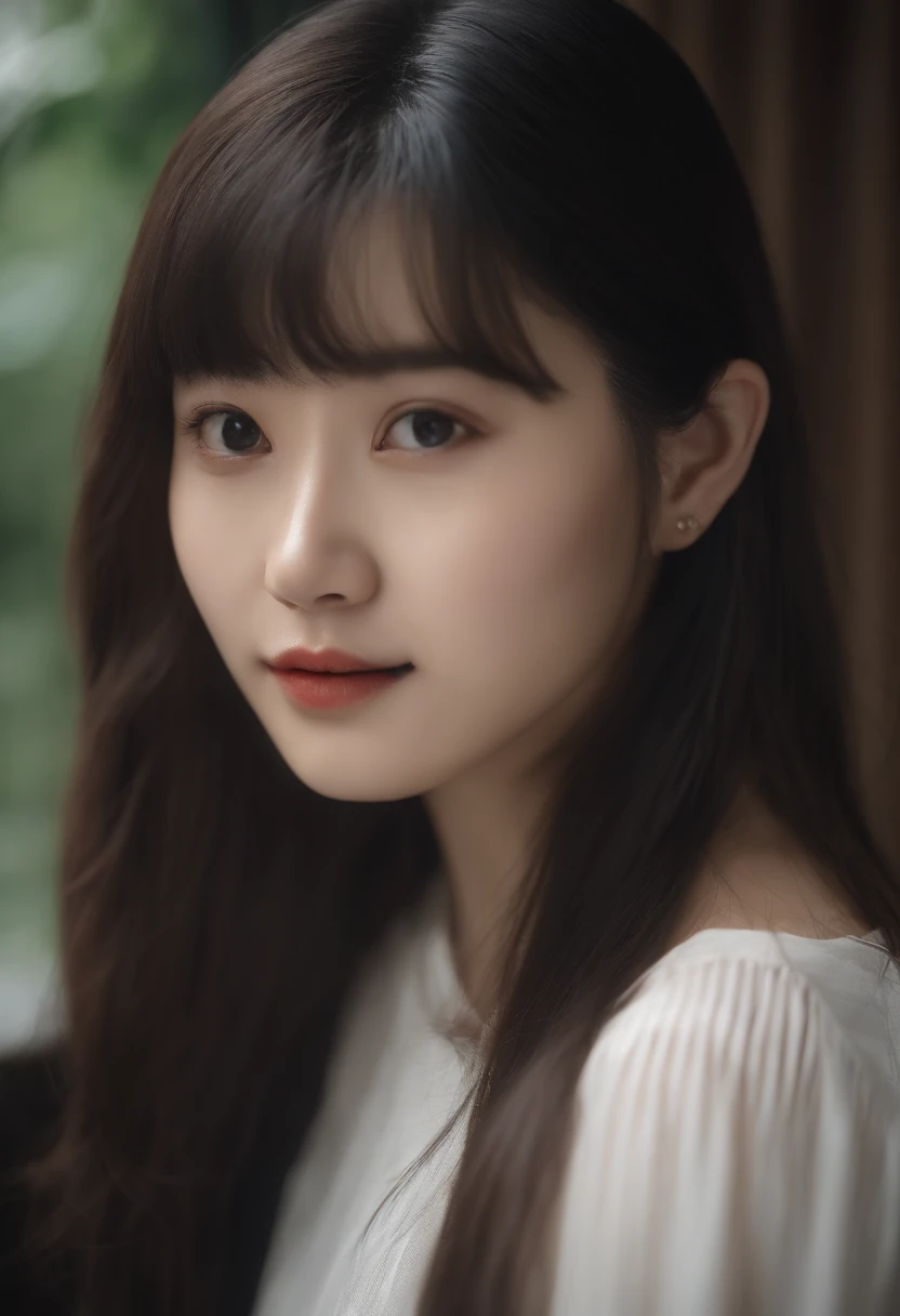 top-quality, Photorealsitic, masterpiece, 8K, Hi-Res, 独奏, 1girl, (((infp young woman))),sixteen years old、full bodyesbian、(small tits), ((Look at viewers)), (look at a camera), ((Various hairstyles close to long))、Perfect straight black hair、With bangs、 (profetional lighting), Highly detailed bright face、Gentle Japan girl、Nice smiling face、Red T-shirt(long-sleeve)、Checked pleated skirt、Standing in front of a white wall
