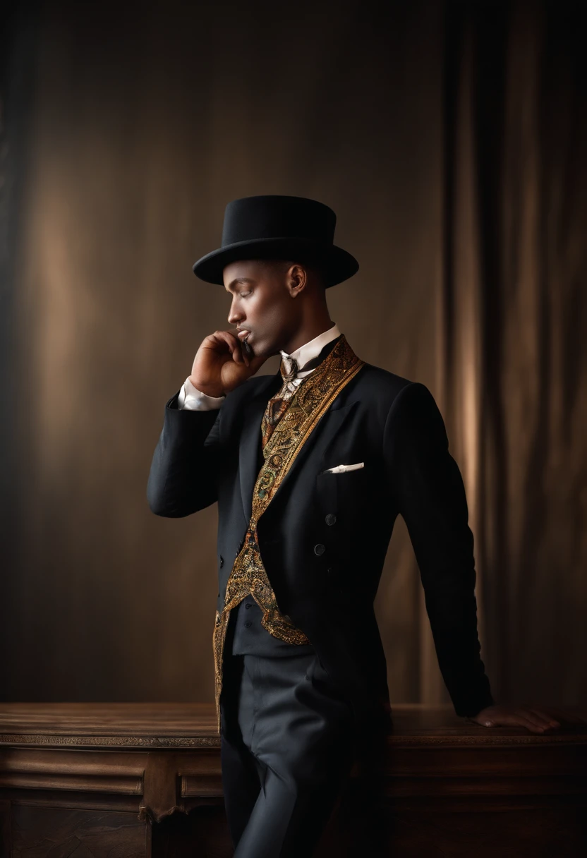 Mannequin model photo homme noir posant dans un endroit de luxe