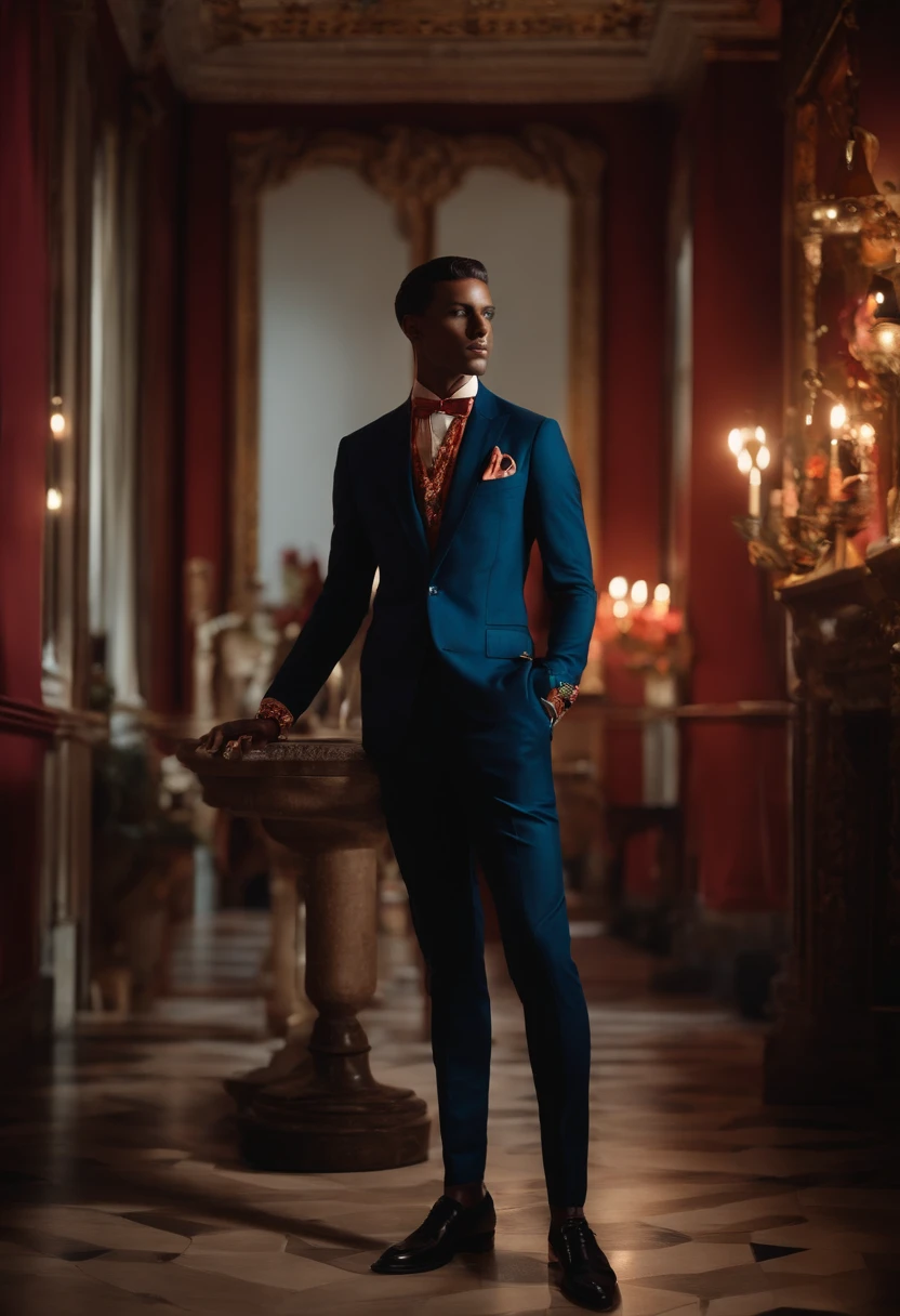 Mannequin model photo homme noir posant dans un endroit de luxe