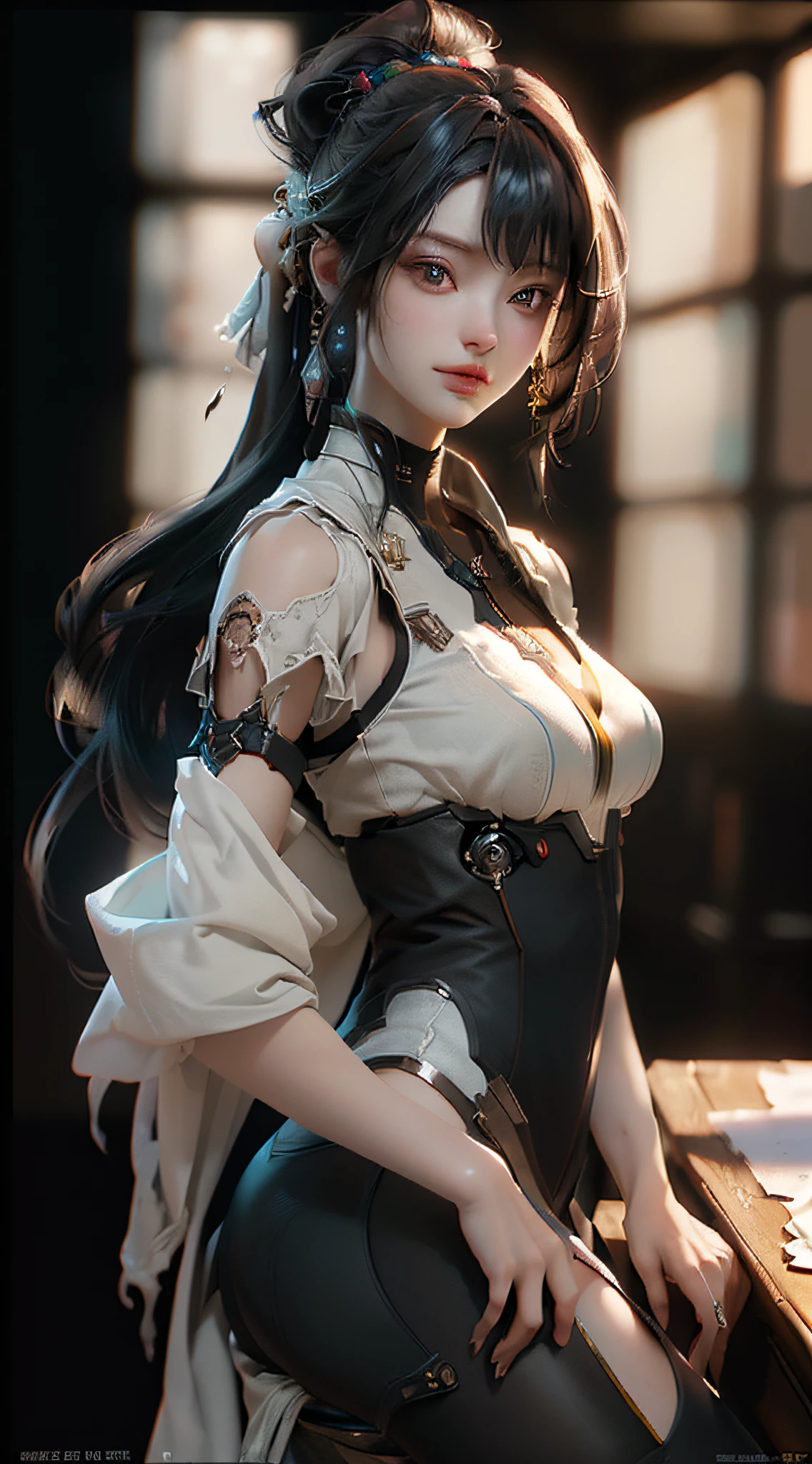 ((Best quality)), ((masterpiece)), (detailed:1.4), 3D, an image of a beautiful cyberpunk female,HDR (High Dynamic Range),Ray Tracing,NVIDIA RTX,Super-Resolution,Unreal 5,Subsurface scattering,PBR Texturing,Post-processing,Anisotropic Filtering,Depth-of-field,Maximum clarity and sharpness,Multi-layered textures,Albedo and Specular maps,Surface shading,Accurate simulation of light-material interaction,Perfect proportions,Octane Render,Two-tone lighting,Wide aperture,Low ISO,White balance,Rule of thirds,8K RAW,