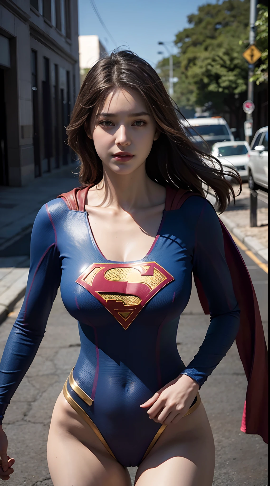 half-length,1girl,(Perfect figure,be tall and slim),solo,standing,(outdoor:1),sky,Focus on the face,Beautiful face,Detailed delicate young face,supergirl, (Super girl suit:1.5),Jumpsuit,(huge breasts,Big tits,Big breasts:1.3),thigh gap,camel toe
realistic style,vivid picture,masterpiece, (best quality:1.2),ultra-detailed,realistic,High definition,High quality,Cinematic Light,Ray tracing,ultra high res,UHD,(photorealistic:1.5),intricate details,detailed texture,finely detailed,High quality shadow