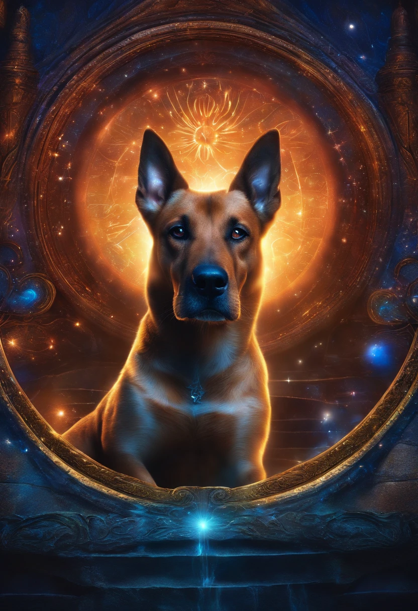 Cosmic Scooby Doo, olhos claros brilhantes, Biomechanicals, estranho, assustador, cores muito brilhantes, light particles, com luz brilhante, Mshiff, Arte do papel de parede, Papel de parede UHD