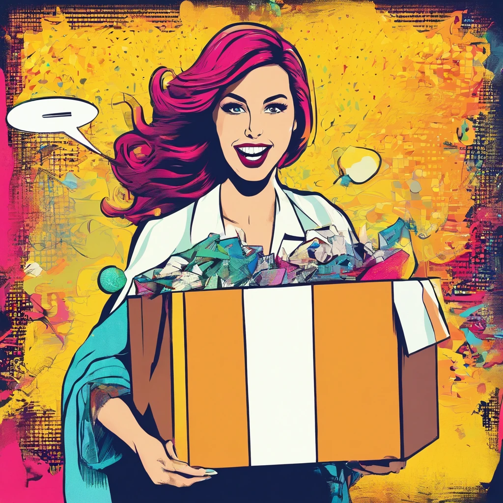 Young woman with big box, Theme color is white, An epic story