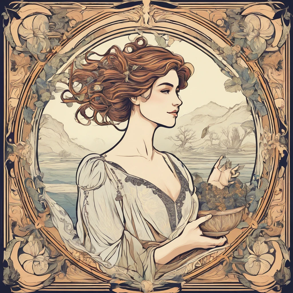 Young woman holding big box, Theme color is white, Epic story
