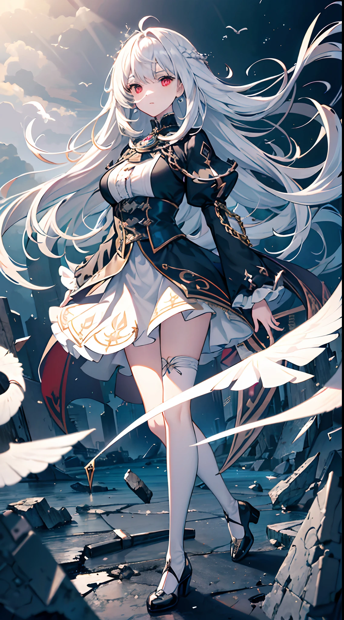 the view is straight,
standing tall.
young beautiful vampire elf,
very detailed face and body,
long ash-colored hair,
red eyes,
serious expression,
dark open top on the chest,
shorts,
no shoes,
cutout on the chest,
open chest of the second size,
32k.