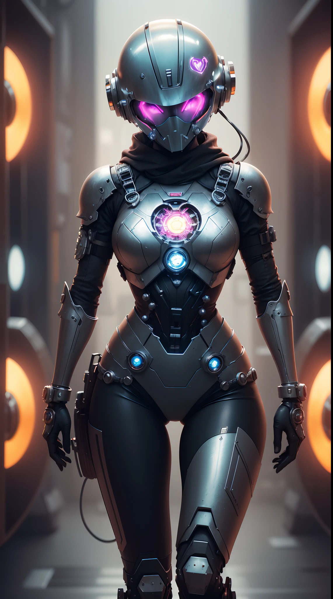 A woman in a futuristic suit standing in a room - SeaArt AI