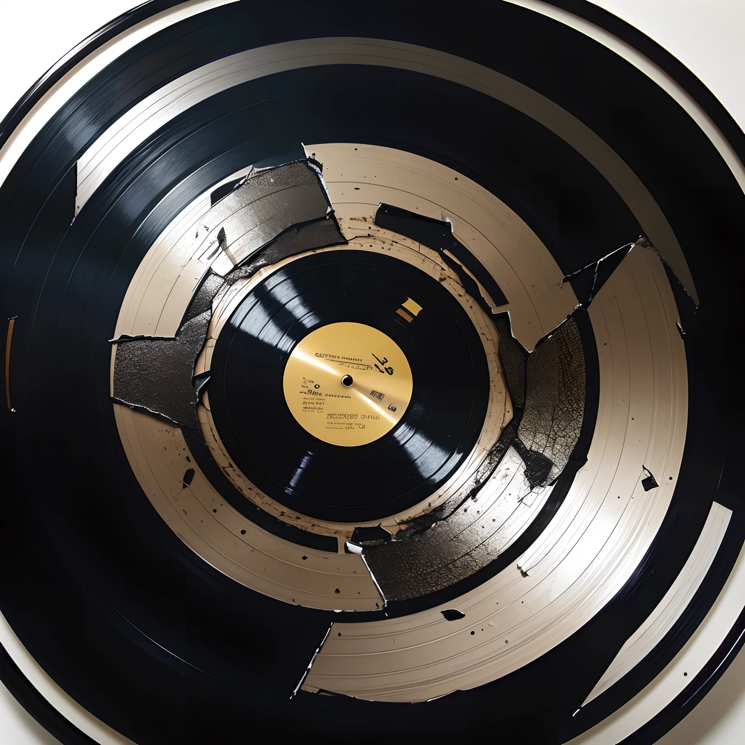 a picture of a shattered vinyl record