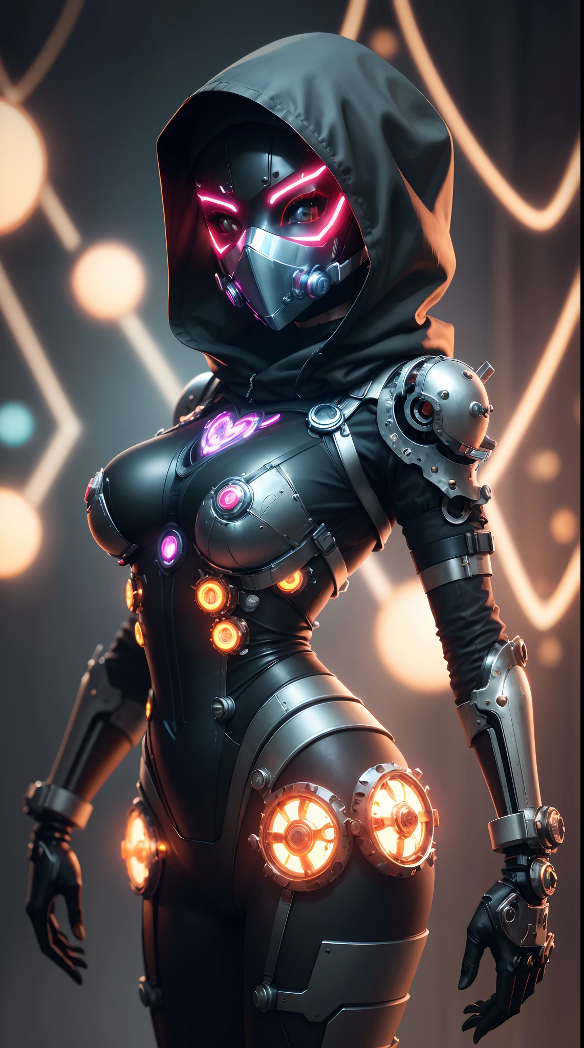 "(Blind box toy style:1.2),(Full body shot),Transparent cute thief,Delicate face armor:1.2,cyber punk perssonage,dreamy glow,Dirty,with black background,Black gold style,circular base,(Global illumination,Ray traching,hdr,unreal render,reasonable design,high detal,Masterpiece,Best quality,hyper HD,Cinematic lighting)"