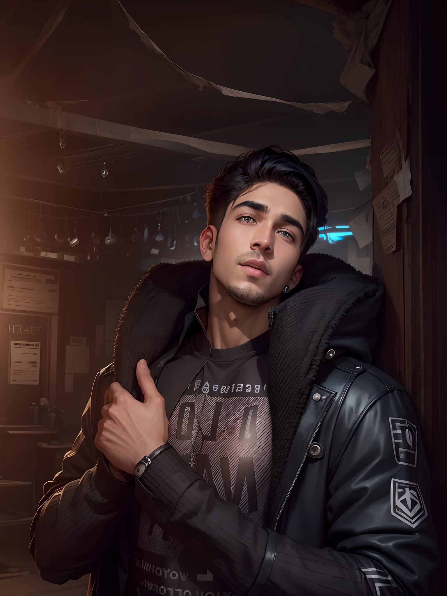 Change background cyberpankh handsome boy realistic face 8K ultra