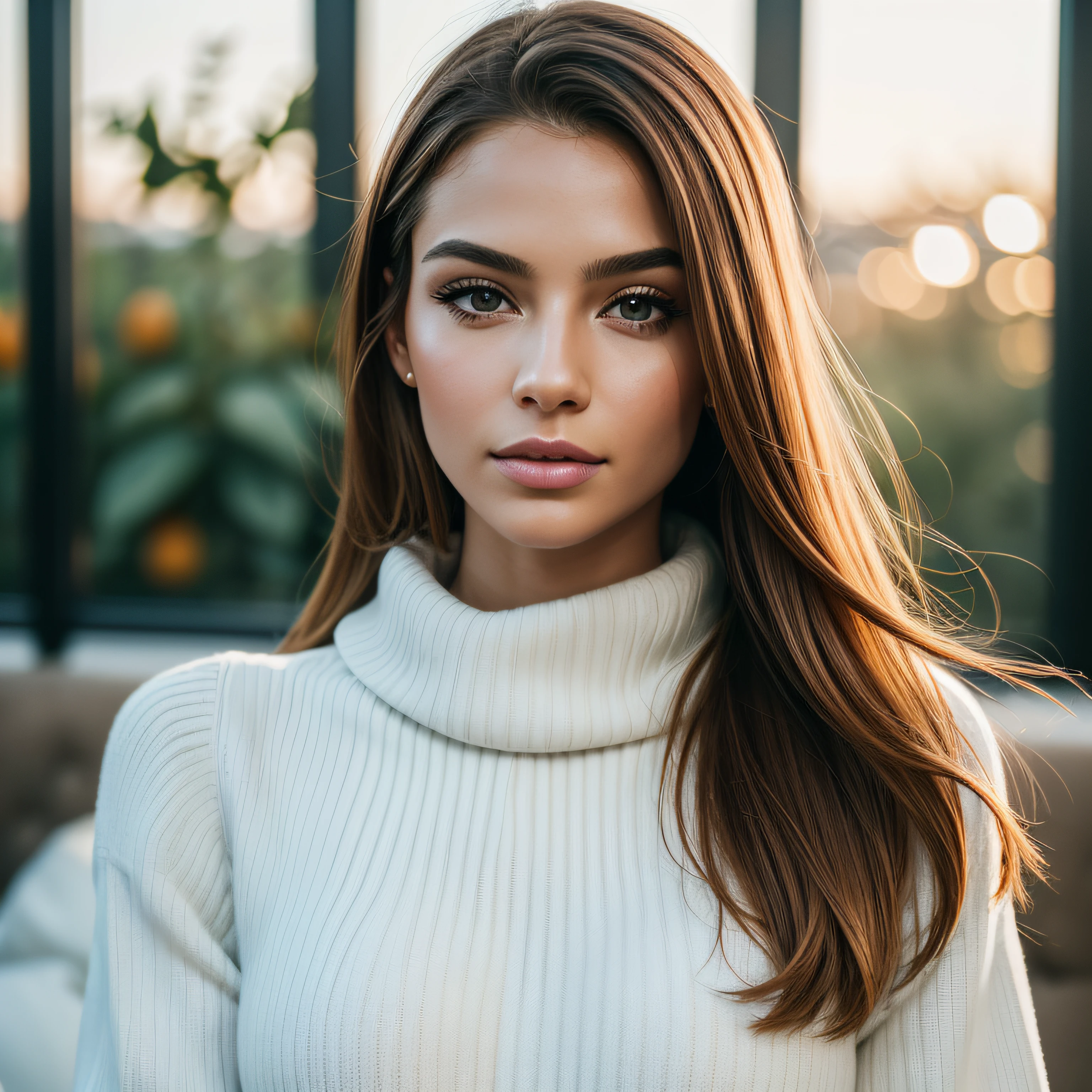 RAW UHD portrait photo, elegant business woman, (ginger hair), confident, fit girl, lean girl, big breasts:1.2, perfect symmetry:1.2, happy, confident, highly detailed, araffed woman in a pumpkin field, wearing a (white sweater dress, puff sleeves, white puffy outfit, cozy vibes, oversized sweater, voluminous sleeves, trendy clothes, cozy aesthetic), stunning elegant, stunning elegant pose, elegant posed, jaw dropping beauty, gorgeous elegant attractive, exaggerated skin pores on face, rugged face texture, ceramic skin, realistic[:, (film grain, 25mm, f/1.2, dof, bokeh, beautiful symmetrical face, perfect sparkling eyes, well defined pupils, high contrast eyes, ultra detailed skin, skin pores, vellus hair, fabric stitching, fabric texture, wood grain, stone texture, finely detailed features:1):0.9], Details (Textures! , Hair! , Shine, Color!! , Drawbacks: 1.1), bright eyes with high detail (Looking at the camera), SLR lighting, SLR camera, Ultra quality, sharpness, Depth of field, Film grain (center), Fujifilm XT3, Crystal clear, Center of the frame, Beautiful face, sharp focus, Bokeh (Low light), detailed skin pores, oily skin, burn, Complex eye details, full body.