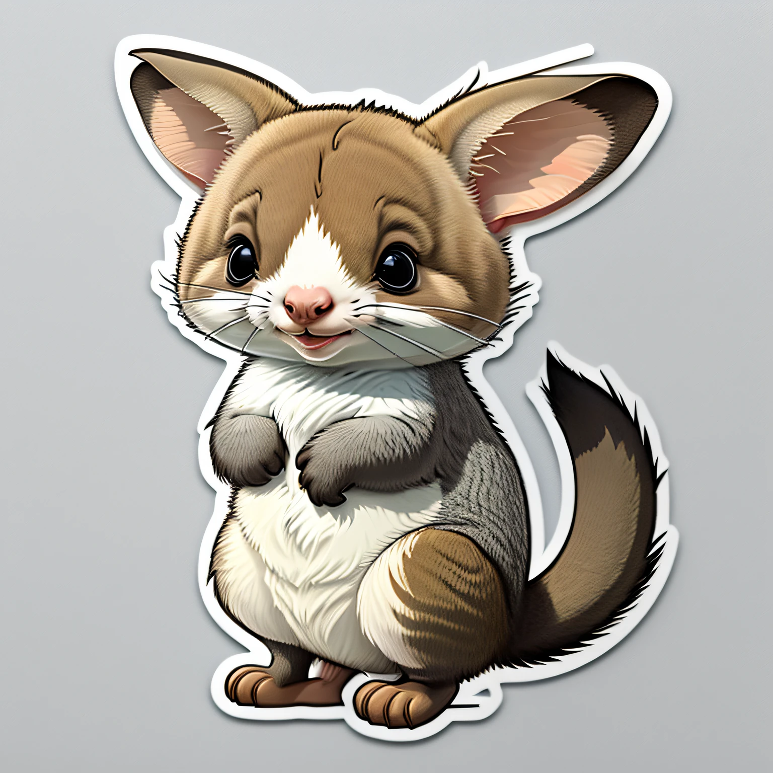 a sticker,Wallaby, Flat design, White background, Head only, Cute, kawaii