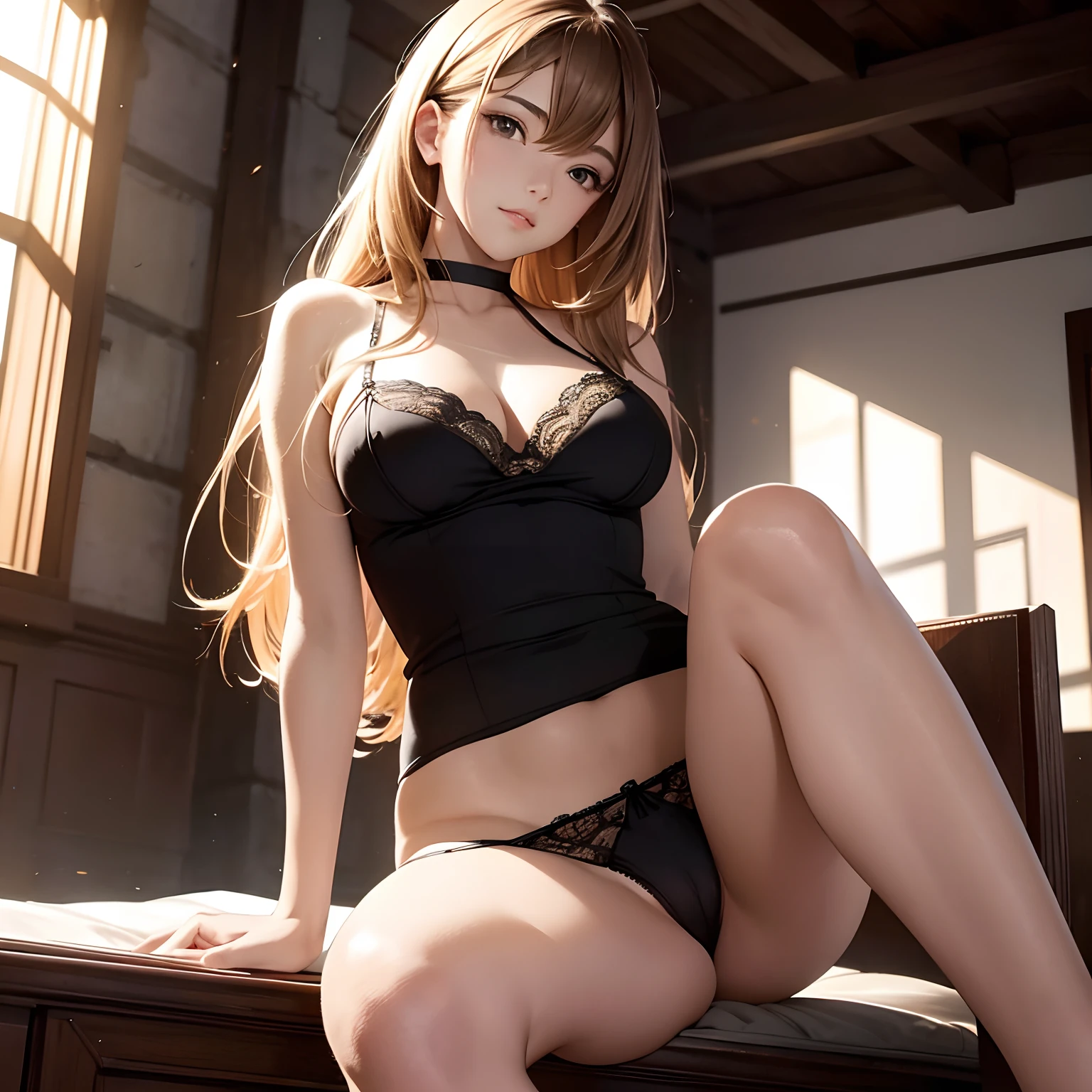 finest image, portrait, beautiful woman sitting, panty shots, professional lighting