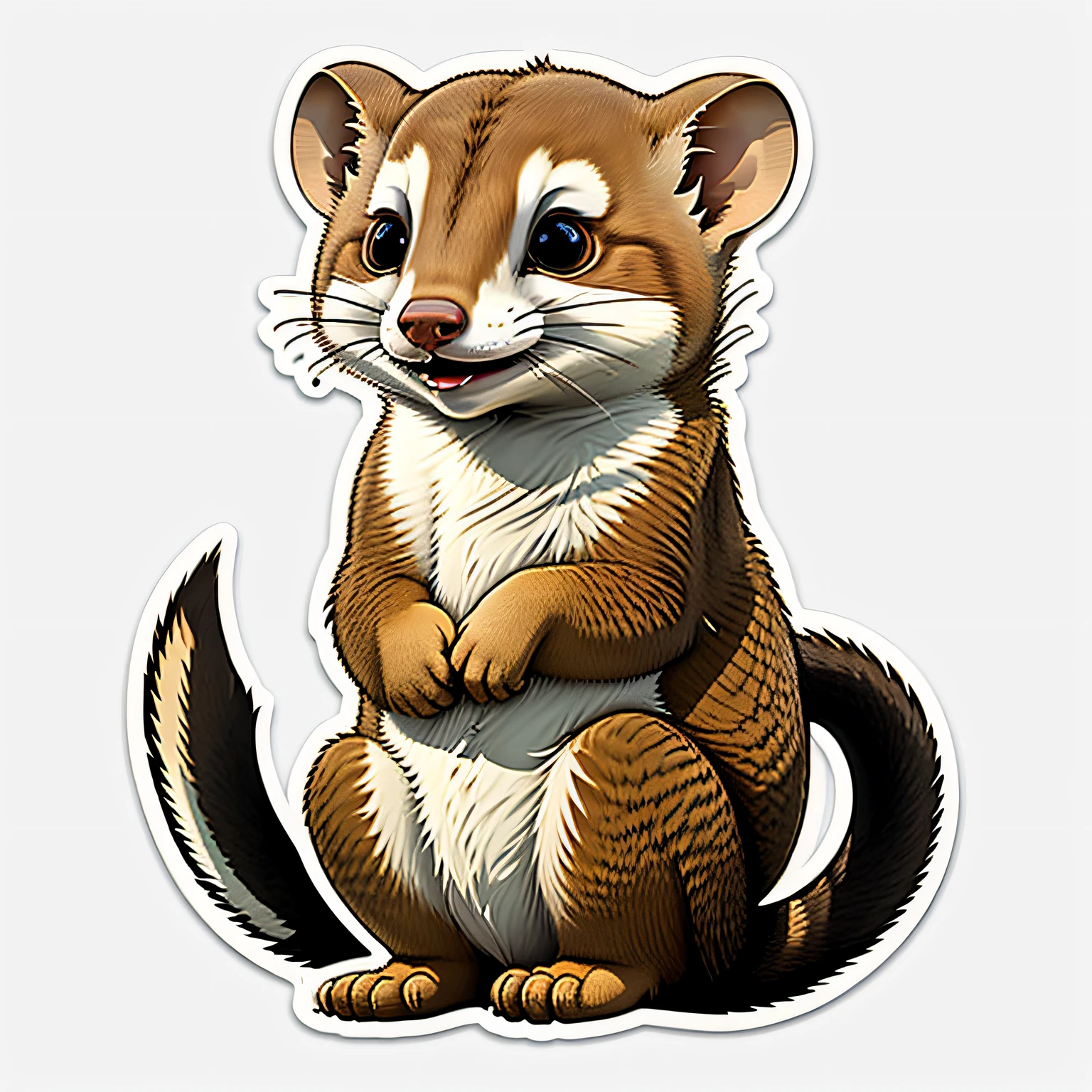 a sticker,Mongoose, Flat design, White background, Head only, Cute, kawaii