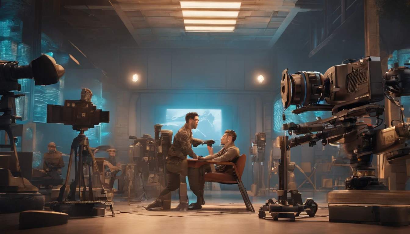 Film Production Scene、Hollywood、Microphone Operator、Gun Microphone、Production site