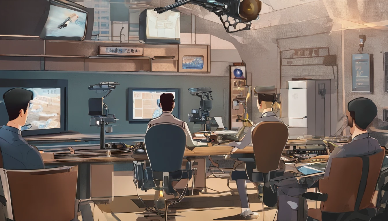 Filmmaking scene、Microphone Operator、Gun Microphone Operator、actor、Several staff members