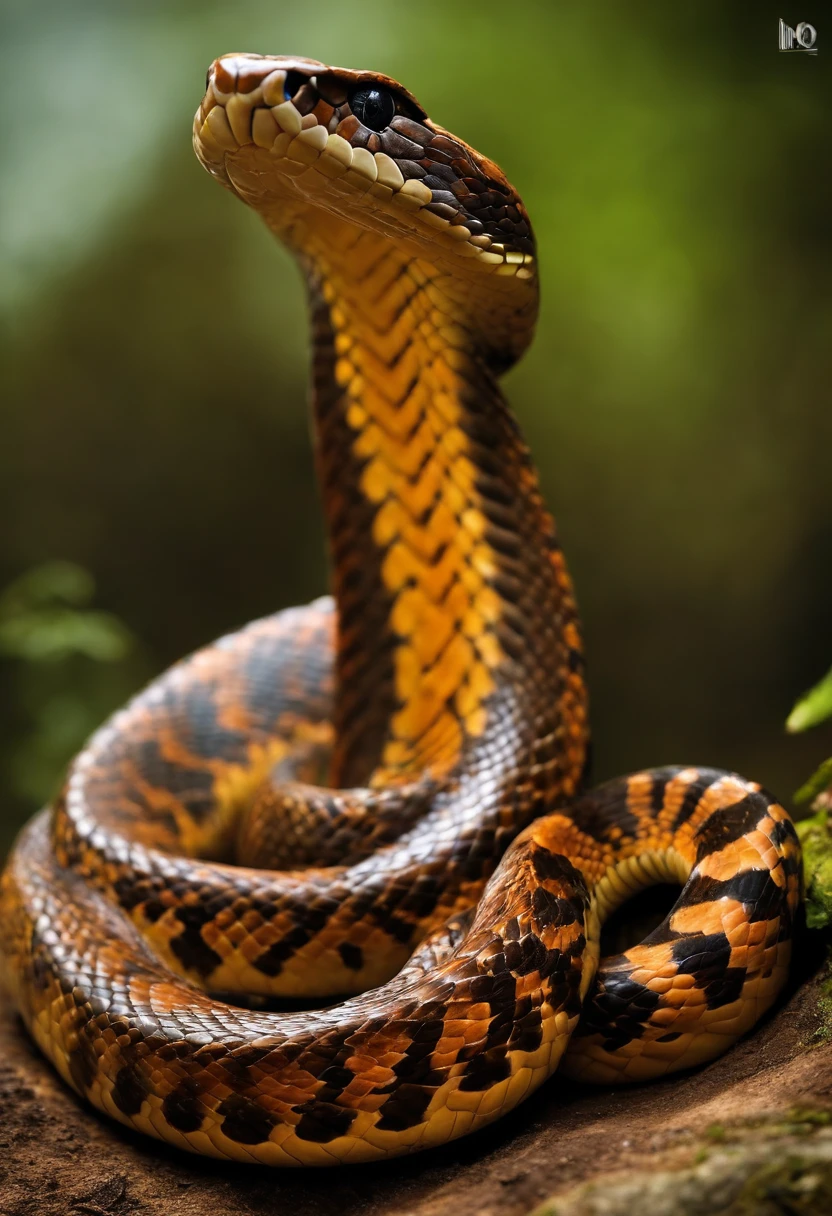 a large snake with orange brown coloration, saindo do casco de tartaruga | The serpent's head rises to a certain distance and faces the surface of the hull keeping a distance from it