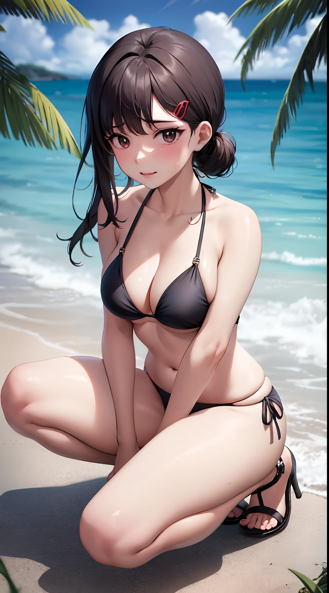 mejor calidad, ultra-high-resolution, bikini, crouched