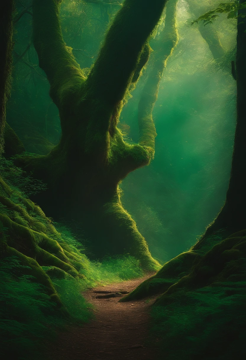 Monge em uma floresta verde ** e ** um corvo triste e desanimado desenhado no estilo Disney