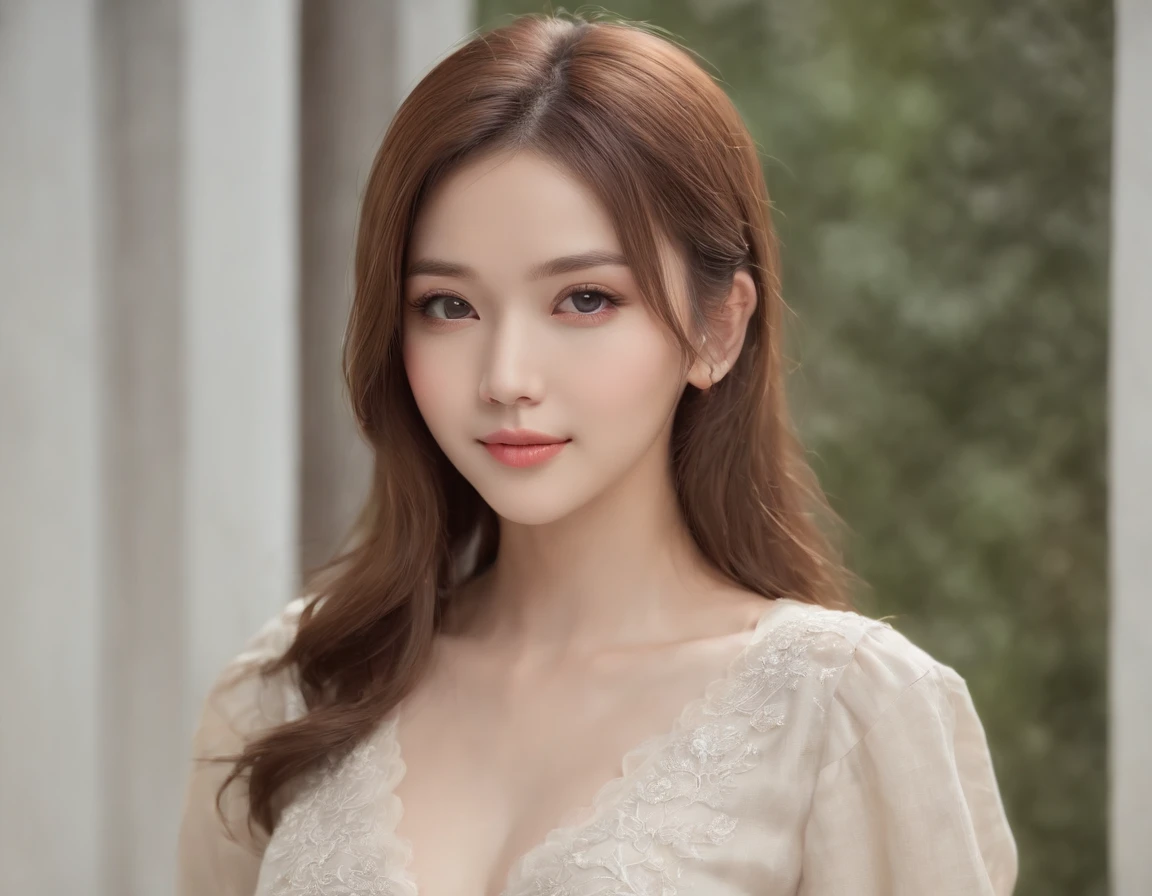 (masterpiece), realistic, (25yr old female), beautiful face, wearing a Simple beige shirt and denim skirt, studio lighting, cinematic light, beautiful woman, beautiful black eyes, milk beige middle hair, perfect anatomy, very cute smile, princess eyes , (black eyes), (head frame), center image, style, bioluminescent, 8 life size, 8k Resolution, human hands, curiously complete, elegant, close to perfection, dynamic, highly detailed, character sheet, concept art, smooth, positioned so that their bodies are symmetrical and balanced directly towards the viewer, amazing Incredibly beautiful 20-something japanese girl, detailed hairstyles,