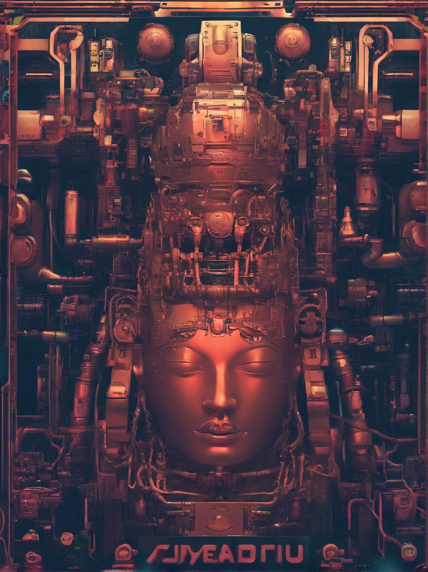 Super giant mechanical Buddha statue,Adoring crowds,In steampunk style,super-fine,8K,Works of masters,Meticulous mechanical depiction,OC renderer,