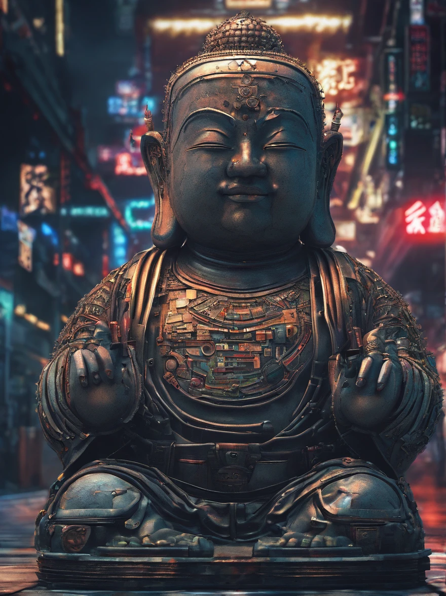 Super giant mechanical Buddha statue,Adoring crowds,In steampunk style,super-fine,8K,Works of masters,Meticulous mechanical depiction,OC renderer,