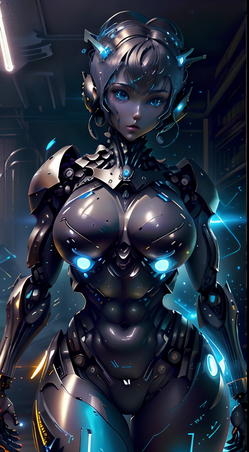(8k, La mejor calidad, Obra maestra:1.2 Hermosa mujer, ojos azules Ojos azules 4k pechos grandes voluptuoso cuerpo entero, Usando armadura estilo Master Chef, condenar, precioso y hundido, sculptural body, , campo de batalla, alien planet, Alien battle,
