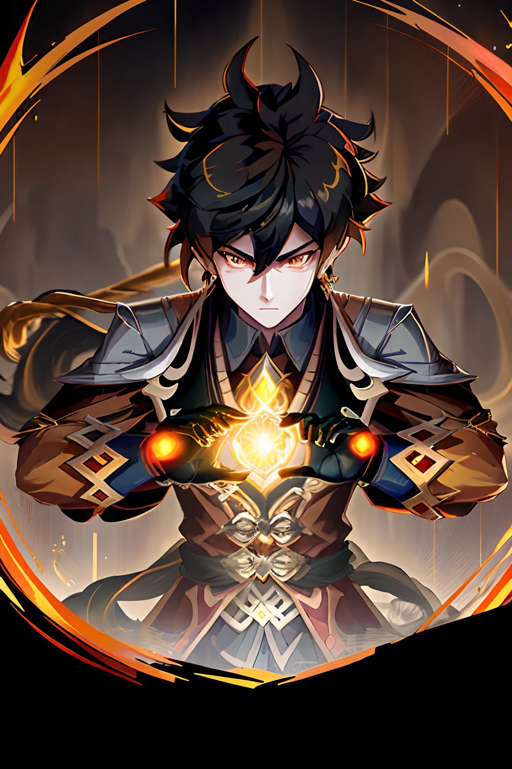 Son Goku, Fight over Buddha, Shining with God's eyes, Black monkey hair, Dexterous hands, Strong body, Golden chain mail, Fire-red cloak, Golden Hoop Stick, Clouds and rain, Courage and strength, Wisdom and compassion, heroic fighter, Smart and kind, Weak protection, Brave the odds, Fighting spirit, Represents courage、Smart and kind