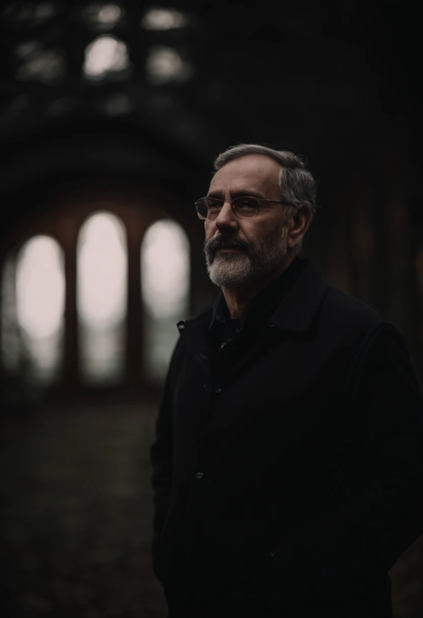Portrait of father,Black background