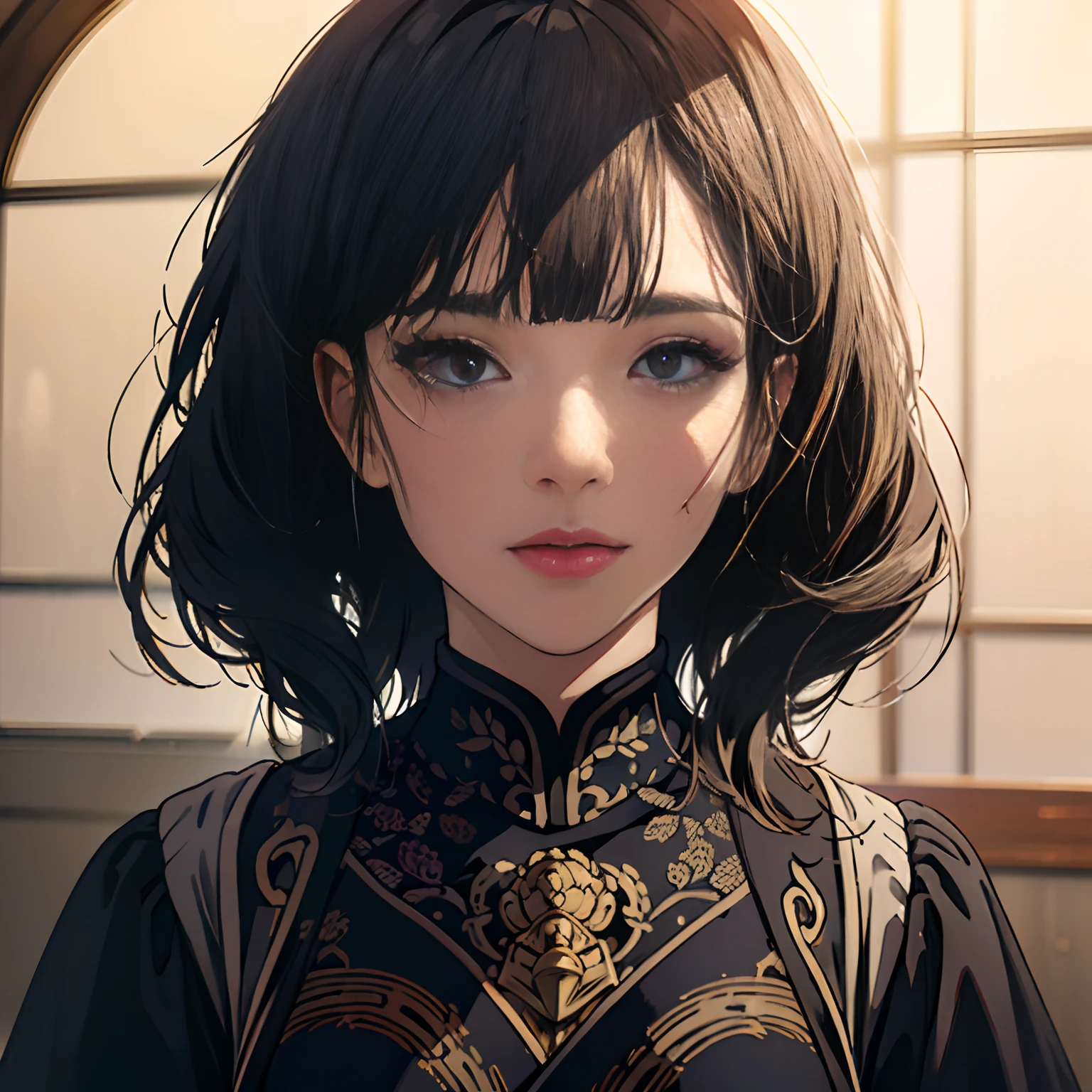 woman, Masterpiece, Best quality, Highest quality, Cinematic lighting, (voluminetric lighting), Extremely detailed Cg Unity 8K wallpaper, Focused, 8K wallpaper, 4k wallpaper, Extremely detailed, Ultra photo realsisim, Photorealistic, Sharp focus, absurderes, (hdr:1.2), (High contrast), photographed, Detailed and intricate, Instagram, Portrait, Highly detailed, Digital painting, art  stations, concept-art, smooth, Sharp focus, illustration, Cinematic lighting,
