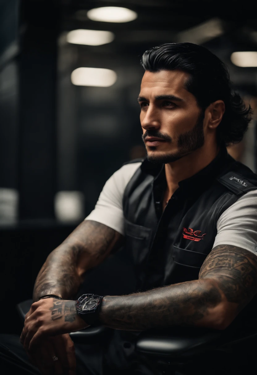 Man Formula 1 driver black hair, Tattoos on the arm