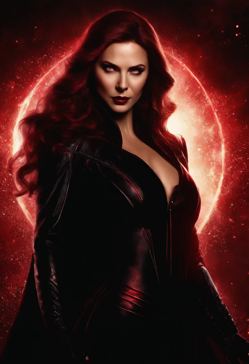 Character Scarlett witch from marvel universe, dark ness, Glowing scarlet eyes, , Very dark colors, Dark-light particles,  Mshiff, Wallpaper Art, UHD wallpaper