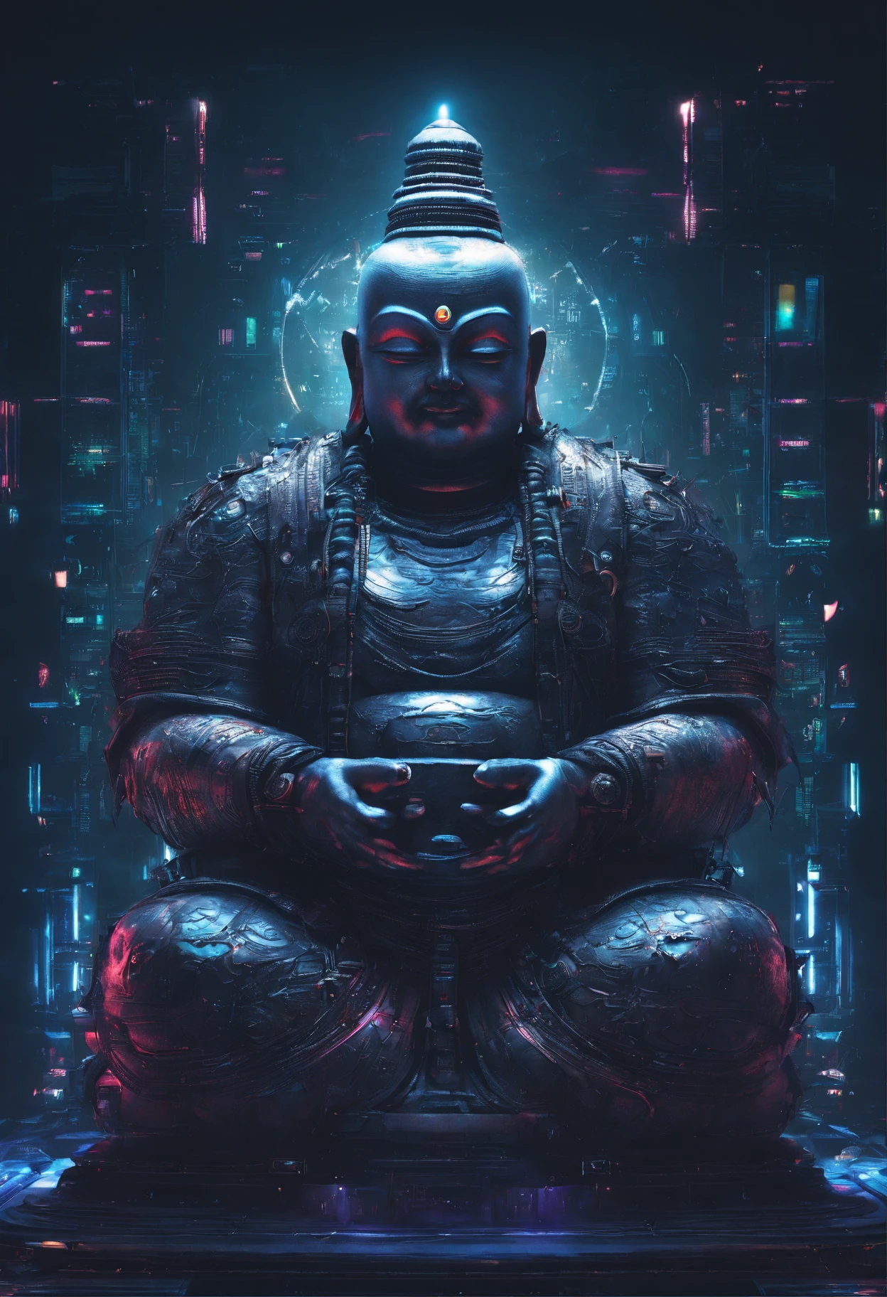 Super giant mechanical Buddha statue,Adoring crowds,In steampunk style,super-fine,8K,Works of masters,Meticulous mechanical depiction,OC renderer,