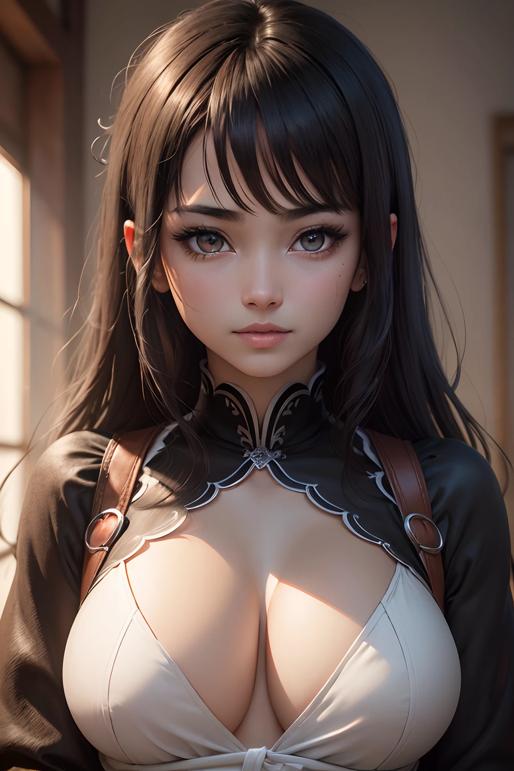 masutepiece, masutepiece, of the highest quality, Best Quality, Realistic, Unity, 8K Wallpaper, Official art, Very detailed CG Unity 8K wallpaper, (Realistic: 1.4), Super Detail, High resolution, Super Detail, amazing, Fine detail , Film Lighting, (brown|Black hair:1.4), Medium Hair, (Reality Skin:1.2), (Light brown skin:1.2), Beautiful details, Eyes and face are very detailed, Beautiful eye details, Huge file size, ultra detailed and beautiful, Dark eyes, Model Shot Style,