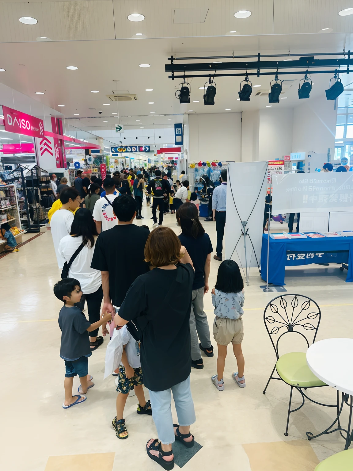 a person々stands in a large room with tables and chairs, official store photo, captured on iphone, people shopping, Crowded with people, Very busy place, 😭 🤮 💕 🎀, appearing in a shopping mall, at a mall, Busy crowd, Small group of people, taken with sony alpha 9, Large crowd, Busy arcade, shot with iphone 1 0