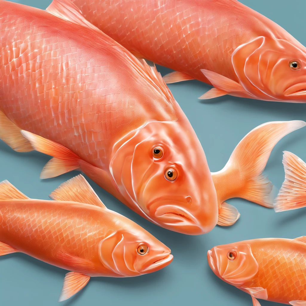 There is a fish sitting on a piece of meat, salmon, arctic fish, salmon khoshroo, fishcore, salmon khoshroo, half fish, fish skin, on clear background, proudly holding a salmon, fish in the background, highly detailed product photo, looking off to the side, high quality product photo, filleting technique, female looking, Looks to the side, Dead fish