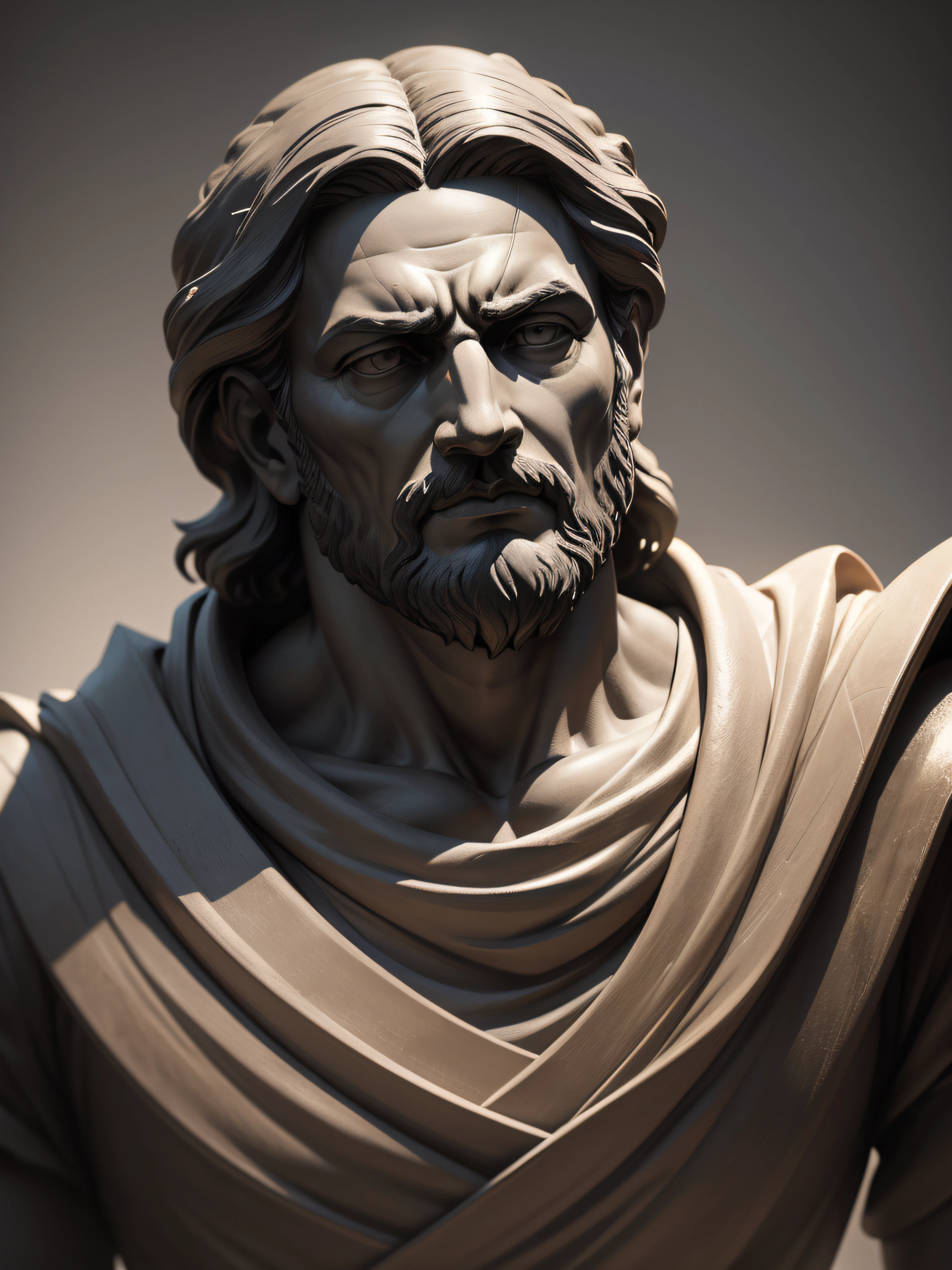 an old Greek philosopher wise strong stoic made with black stone, sculpture style by Giovanni Strazza, depth of focus bokesharp, shadows, mistborn, very high detailed, cinematic lighthing, Kinematic, high detailed, ultra detailed, Highlight lighting, very divine colors, realistic, 8k, HDR