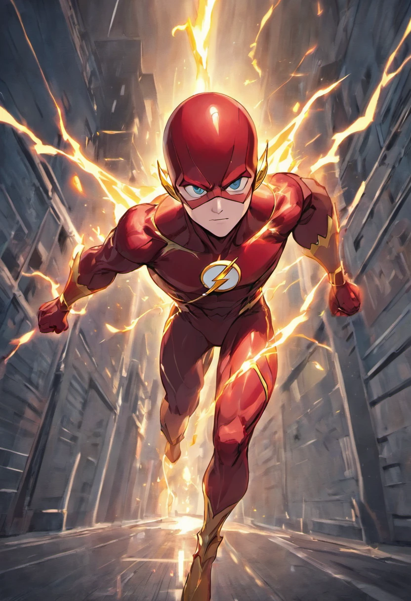 The Flash in Action, Mcu, LENDO VARIOS LIVROS , ultra detalhe, 8k, Jim Lee's artistic style, DC Quadrinhos, visto de frente, cara fria, Piece, alto