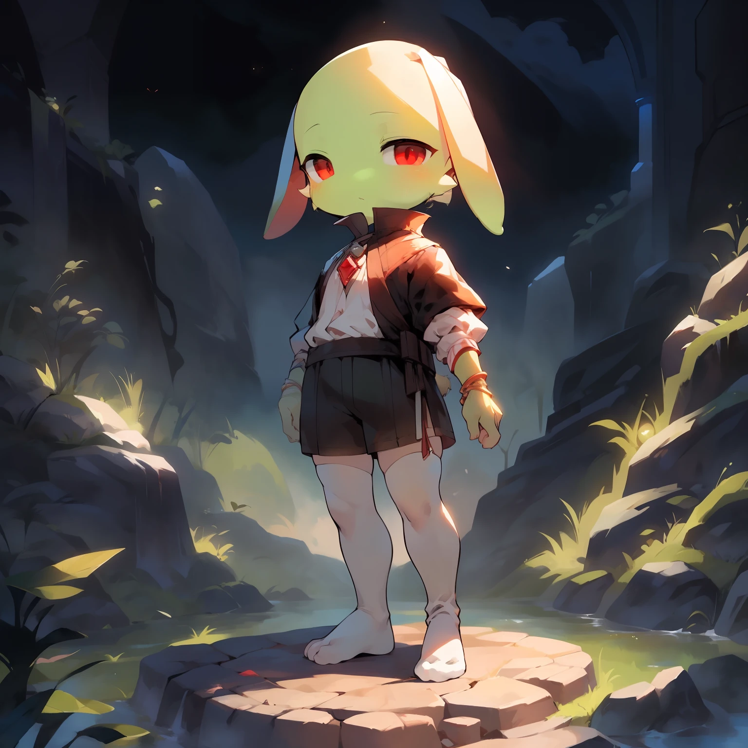 (by kame 3:0.6), (by kemokin mania:0.4), outdoors, forest, foliage, standing
BREAK
nanachi, narehate, white hair, (headgear, headwear), pants, smile, looking at viewer