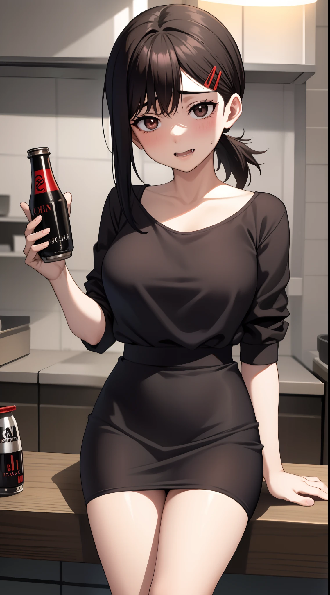 Kobenihigashiyama, kobeni higashiyama, cabello negro, adorno para el cabello, clip para el cabello, topo, lunar debajo del ojo, Cola de caballo, pelo corto, brown eyes, tight dress, sexy stockings,
DESCANSO en interiores, La mejor calidad, High resolution, Unidad 8K Fondo de pantalla,