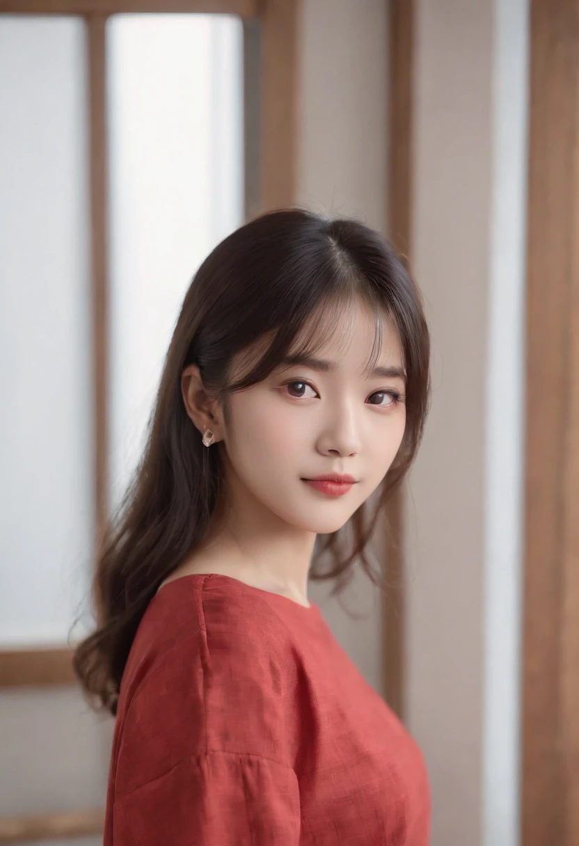 top-quality, Photorealsitic, masterpiece, 8K, Hi-Res, 独奏, 1girl, (((infp young woman))),sixteen years old、full bodyesbian、(small tits), ((Look at viewers)), (look at a camera), ((Various hairstyles close to long))、Perfect straight black hair、With bangs、 (profetional lighting), Highly detailed bright face、Gentle Japan girl、Nice smiling face、Red T-shirt(long-sleeve)、Checked pleated skirt、Standing in the room