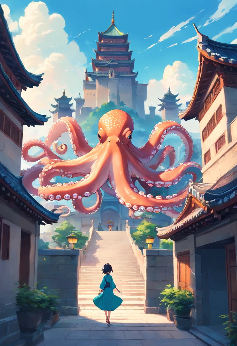 Traditional Chinese characteristics - Xuanwu culture，The majestic octopus with a castle in the back