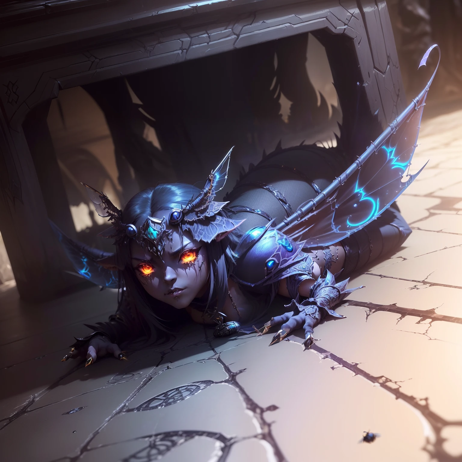 (Best Quality,Ultra-detailed,Realistic:1.37)、Fly Monster、Atrocious、cruel、Dweller of Darkness、(femele:0.4 | fly:1.8)、Fly quickly、Full body