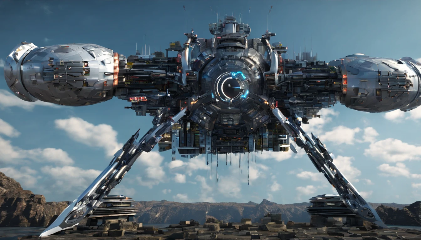 Unbelievable((futuristic castle)),((Huge propellers)),((on the sky)),