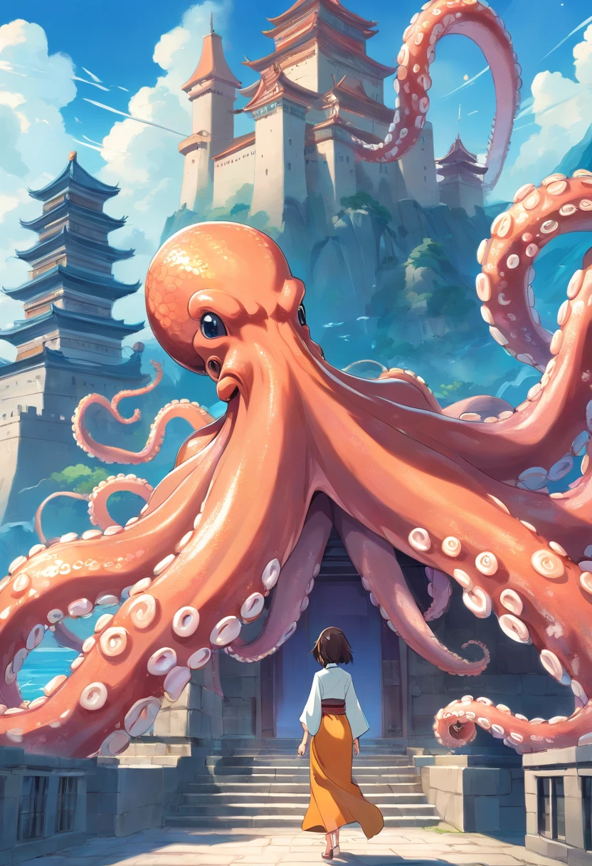 Traditional Chinese characteristics - Xuanwu culture，The majestic octopus with a castle in his back and head