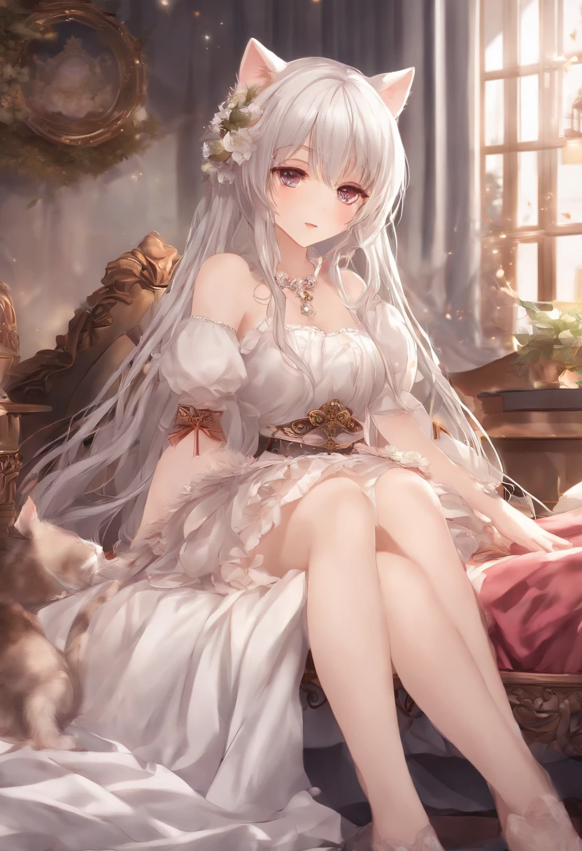 White hair, barefoot, , princess, royal palace --auto --s2