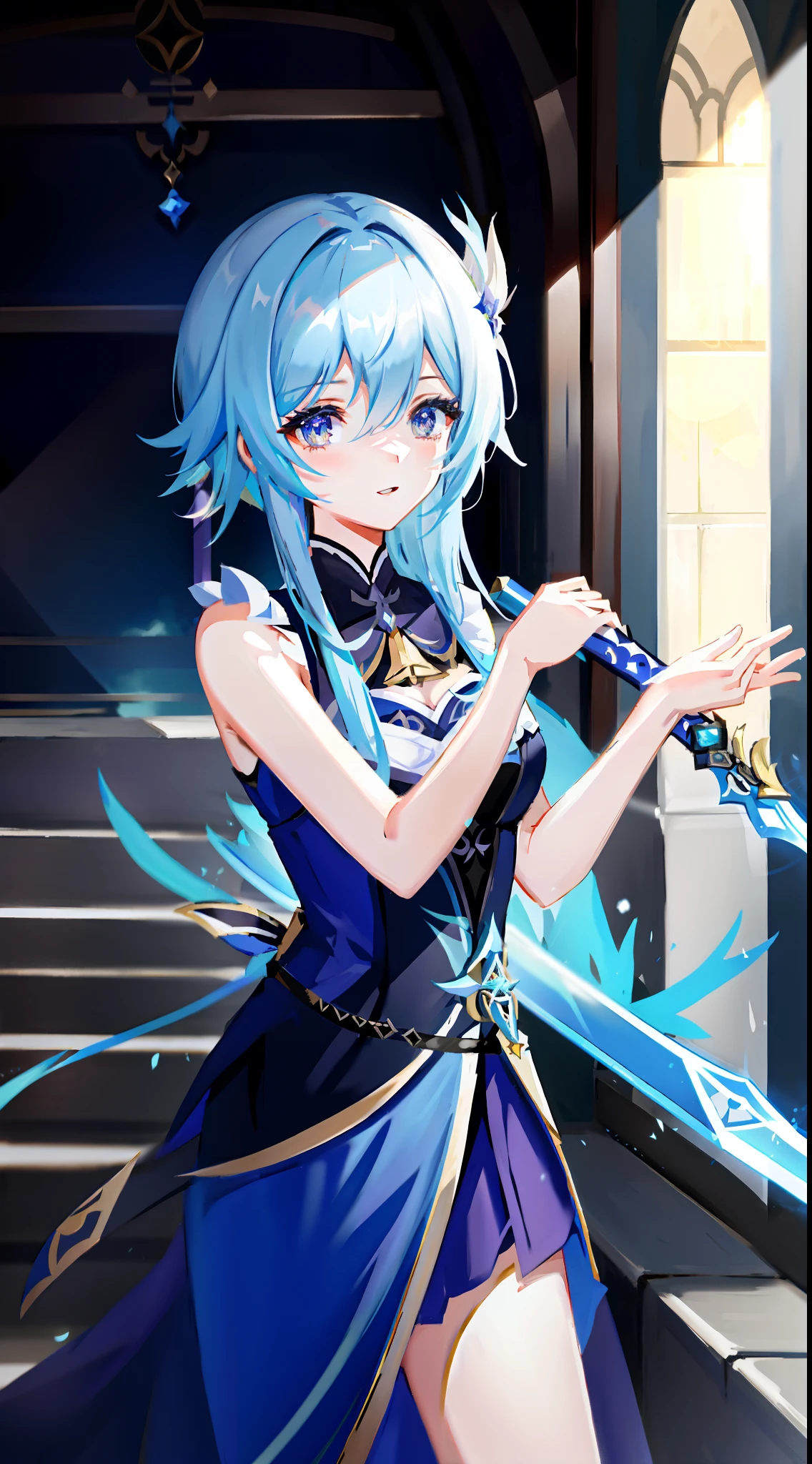 anime - style image of a woman in a blue dress holding a sword, Keqing from Genshin Impact, Genshin impact's character, casimir art, Genshin, zhongli from genshin impact, Silas, Genshin Impact, video game genshin impact, Genshin Impact style, Official Splash Art, Ashe, Key anime art, heise jinyao,Adult daughter