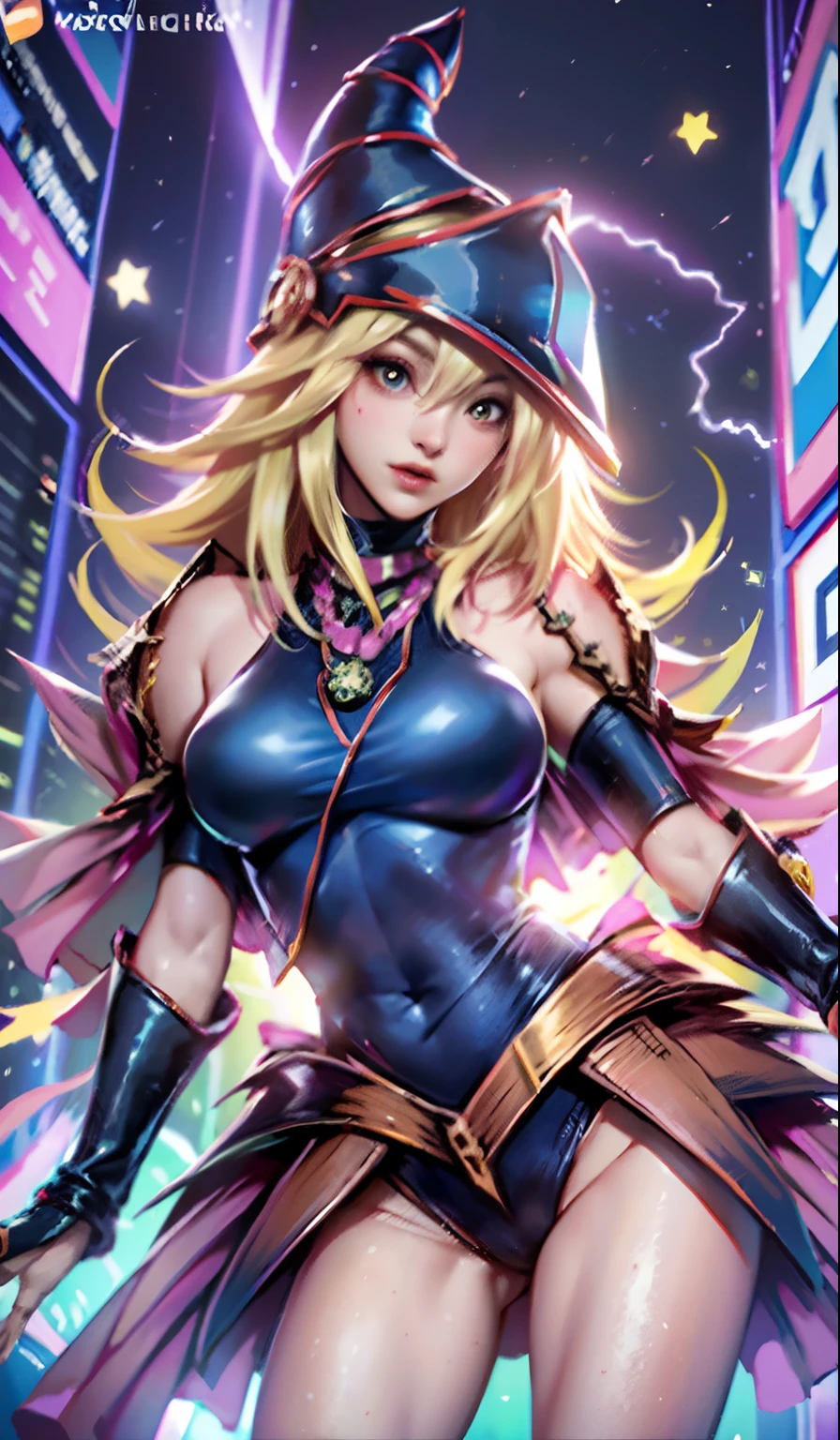 (Obra maestra, 4k-resolution, ultra realista, muy detallada), (White superhero theme, carismatic, hay una chica en la parte superior de la ciudad, vestida con el disfraz de dark magician girl, is a superhero), [ ((20 year), (cabello largo y Rubio: 1.2), cuerpo completo, (ojos azules: 1.2), ((pose de Spider-Man), show of force, saltar de un edificio a otro), ((entorno urbano arenoso): 0.8)| (paisaje urbano, por la noche, dinamic lights), (luna llena))] # Explanation: The Prompt primarily describes an ultra-high-definition 4K painting, muy realista, muy detallada. It shows a superheroine at the top of the city, vestida con un disfraz de dark magician girl. The theme in the painting is a white superhero theme, la protagonista femenina tiene el pelo largo y Rubio, He is 20 years old and his whole body is shown in the painting. In terms of portraying the actions of female superheroes, se emplean magias. Dark magician girl sexy super hero,