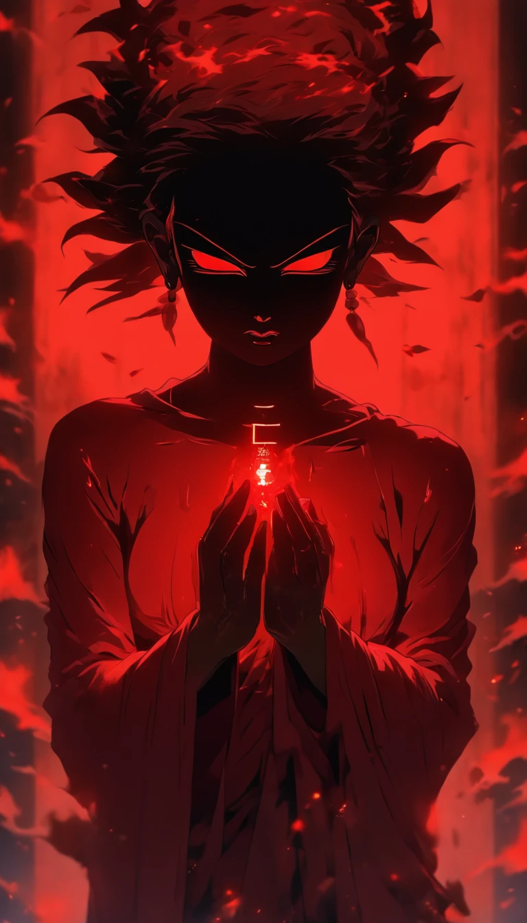 Blood red room, Flashing white TV screen, BUDDHA STATUE, cabelos preto e longos, with hair dishevelled, Cover one eye and face, Bright red eyes, Wearing a white transparent robe, Looming full breasts,liquor,Devil, reaching out her hands,Straighten your body, Red nails are exposed, Pinch the camera, hyper HD, Anatomically correct, Textured skin, Super detail, High details, High quality, A high resolution, 8K, hyper HD, Anatomically correct, Textured skin, Super detail, High details, High quality, Best quality, 8K,Leishnampo,Room 2,Horror