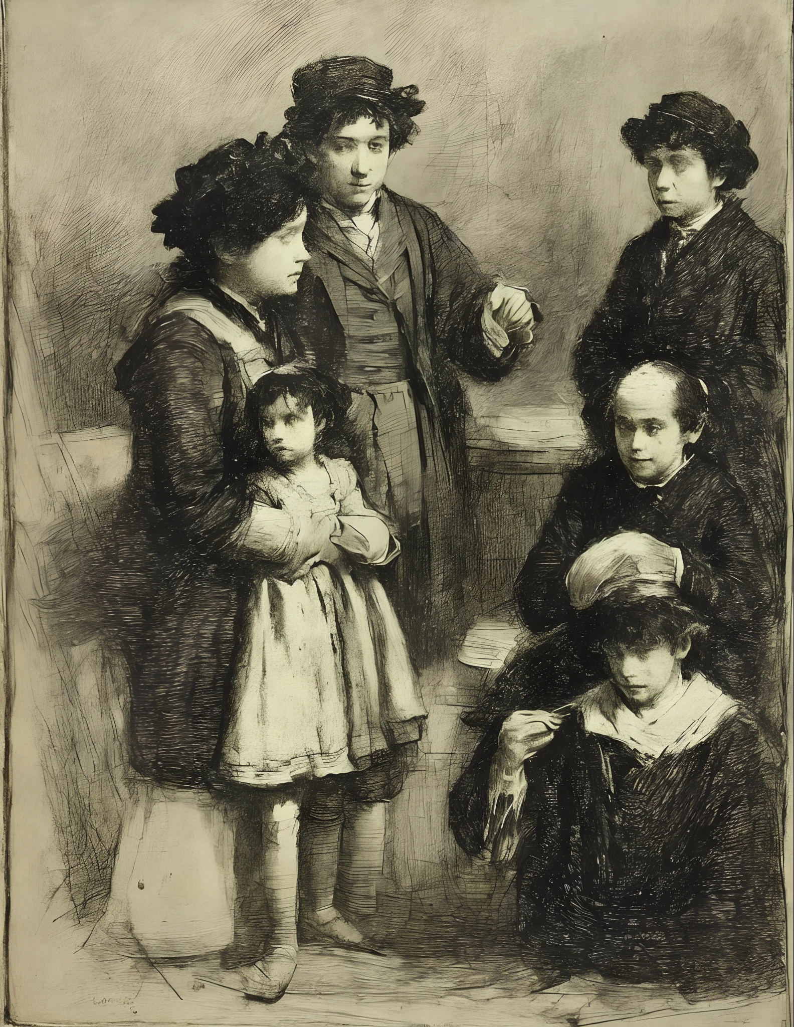 goya style drawing,inspired by goyas' "Neither more nor less" etching